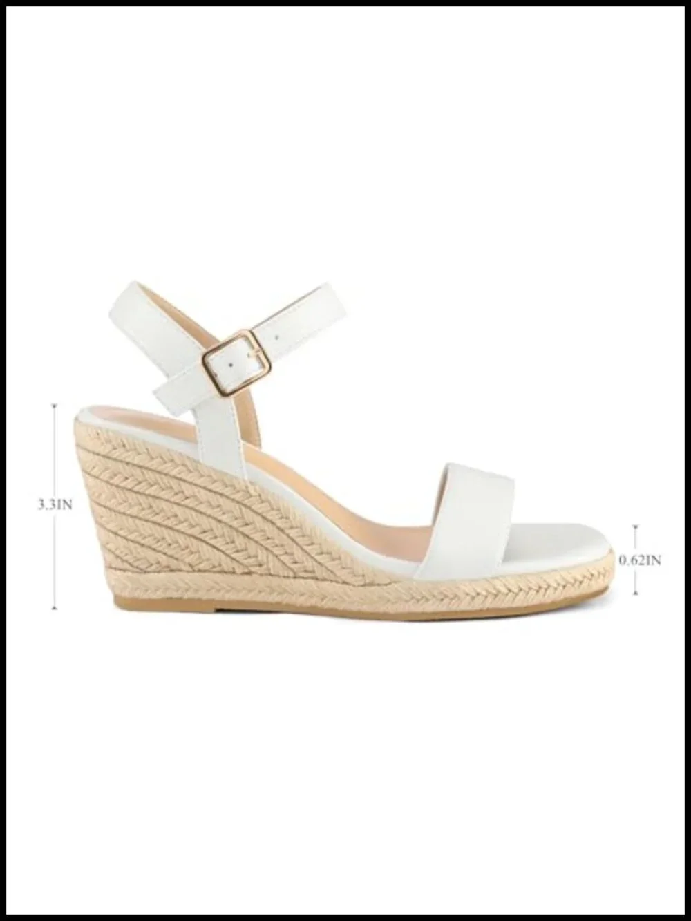 Womens Platform Espadrille Wedge Sandals Square Open Toe Ankle Strap Buckle